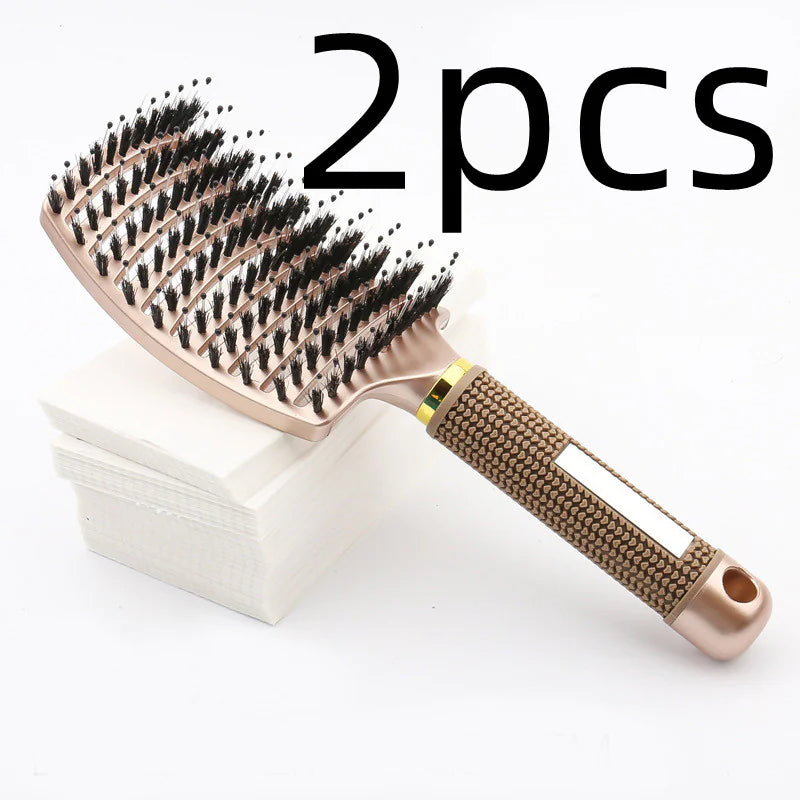 Curved Boar Bristle Hairbrush