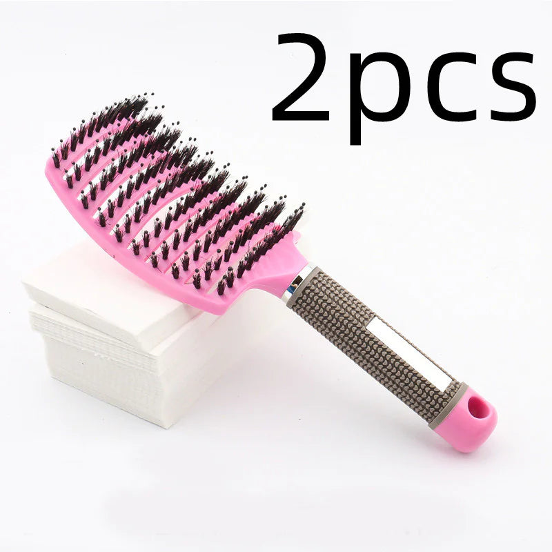 Curved Boar Bristle Hairbrush