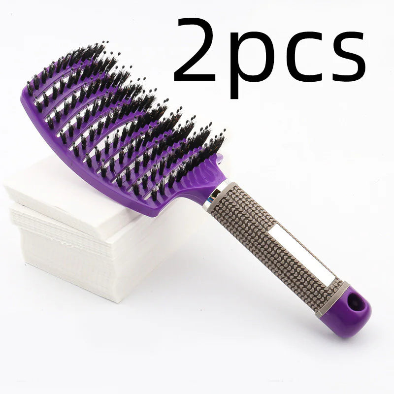 Curved Boar Bristle Hairbrush