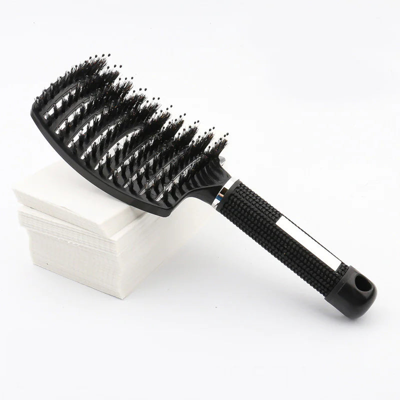 Curved Boar Bristle Hairbrush