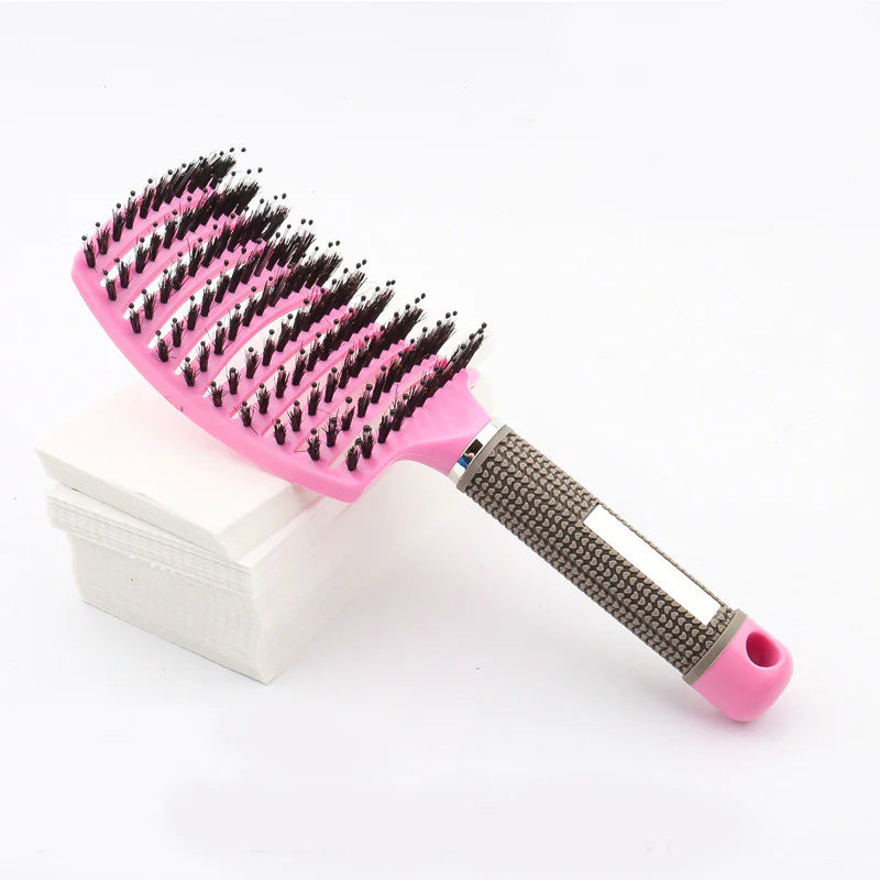 Curved Boar Bristle Hairbrush