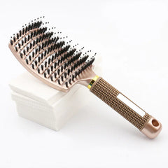 Curved Boar Bristle Hairbrush