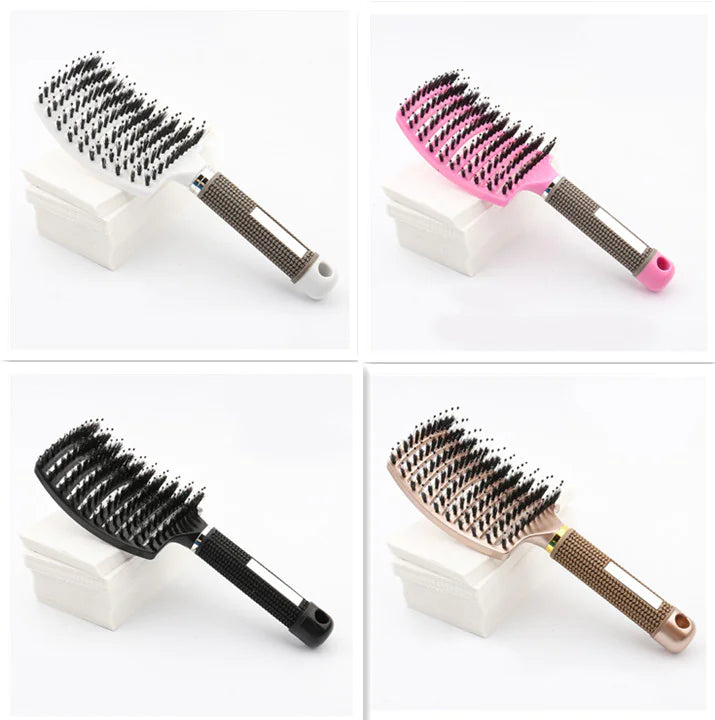 Curved Boar Bristle Hairbrush