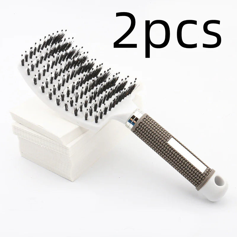 Curved Boar Bristle Hairbrush